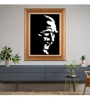 Altın Varaklı Çerçeveli Paspartulu Atatürk Tablo nl02A56 (Gold)