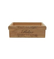 Dekoratif Ahşap Relax Yazılı Organizer Kasa 24cm x 14cm Genişlik, 8cm Yükseklik Suya Neme Dayanıklı