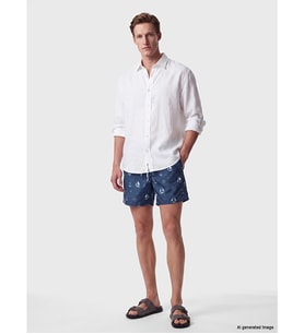 LCW SWIMWEAR Mavi Kısa Boy Desenli Erkek Deniz Şortu