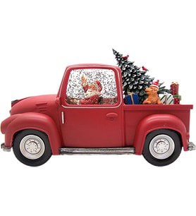 Hediye Dağıtan Noel Baba ve Köpeği Işıklı ve Müzikli Kar Küresi (Lila)