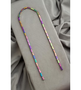 Hematit Doğal Taş Parlak Gökkuşağı Dikdörtgen Kesim 2x8mm Dizi [AA]