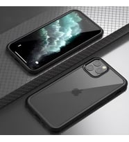 iPhone 11 Pro Max Kılıf Dor Silikon Temperli Cam Kapak (Siyah)