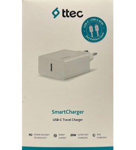 Ttec 2scs22bc Smartcharger Pd 20w Seyahat Hızlı Şarj Aleti+usb-c - Usb-c 3a Kablo Beyaz