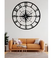 Alpha Metal Design - Pusula Temalı Duvar Saati - 50X50 Cm Metal Duvar Saati - Siyah Duvar Saati AMD3110 (Siyah)