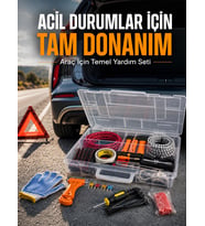 27 Parça Profesyonel Oto Acil Durum ve Araç Yardım Ekipman Seti Taşıma Kutulu