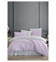 More Home Çift Kişilik Lastikli Çarşaf  Nevresim Takımı  Lila Açık Gri