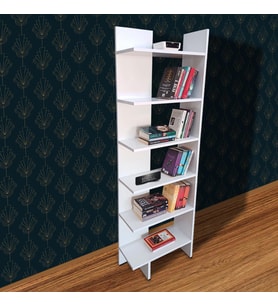 6 Raflı Köşe Kitaplık Dekoratif Köşe Kitaplığı TLPK03S (Beyaz)