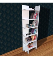 6 Raflı Köşe Kitaplık Dekoratif Köşe Kitaplığı TLPK03S (Beyaz)