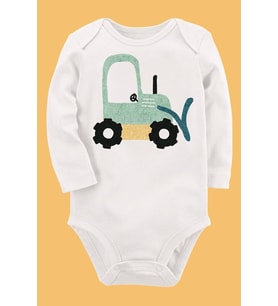 Organik Baskılı Pamuklu Unisex Bebek Body UZUNKOLE138