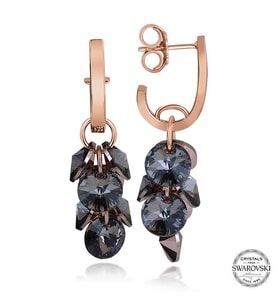 Swarovski Crystal Taşlı Gümüş Salkım Sallantılı Çivili Kadın Küpe