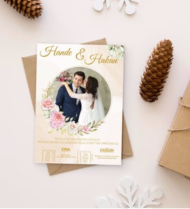 BK Gift Kişiye Özel Fotoğraflı Düğün Davetiyesi Model 2 (100Adet)