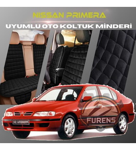 Nissan Primera Siyah Renk Tay Tüyü Cepli & Terletmez Sırtlı Oto Koltuk Minder Seti - Koltuk Koruma Kılıfı (ÖN & ARKA TAM SET)