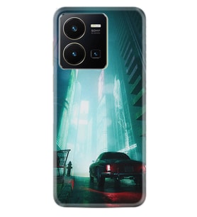Vivo Y22 Kılıf Silikon Desen Özel Seri Night Cars 1619