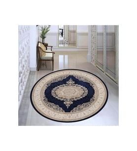 Eliana Home Baskılı, Yıkanabilir Kaymaz Taban Yuvarlak Halı LNA7342-HT461 120x120 cm (Mavi)