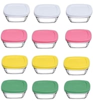 96840 Pudding Silikon Kapaklı Cam Saklama Kabı, 12'li Set, 310cc, Kahvaltılık