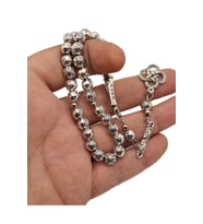 Küre Kesim İşlemeli Gümüş Benzetme Metal Tesbih