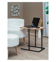 Çam Ahşap Tablalı Metal Ayaklı C Sehpa 50 x 35 cm