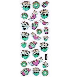 Sticker Kabartmalı Sticker Defter Planlayıcı Etiket (cb629) 16x7 cm- Panda Kalp