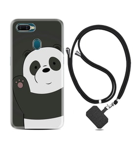 Oppo A5S A15 A16 A54 A55 A73 A74 Kılıf Boyun Askılı Silikon Hello Panda 1709