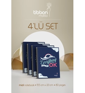 Tibbon Motto Midi Defter Spiralli 4'lü Set Ok
