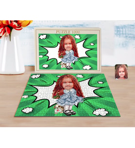 BK Gift Kişiye Özel Kız Çocuk Karikatürlü 1000 Parça Profesyonel Puzzle-16