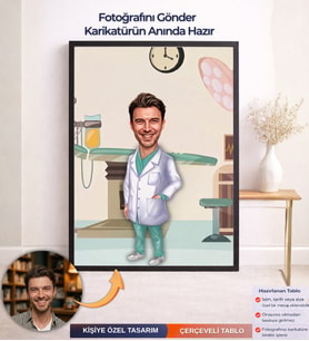Kişiye Özel Doktor Karikatür Çerçeveli Tablo,Kişiye Özel Hediye,Kişiye Özel Tasarım,Karikatür Biblo