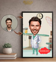 Kişiye Özel Doktor Karikatür Çerçeveli Tablo,Kişiye Özel Hediye,Kişiye Özel Tasarım,Çerçeve Tablo (Çok Renkli)
