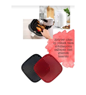 Airfryer Silikon Kare Pişirme Matı 23 Cm 2 Li Renkli