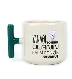 Yanağı Tombik Olanın Baskılı Yeşil Kulplu T Kupa