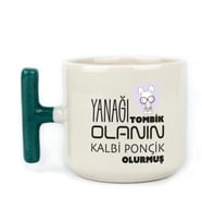 Yanağı Tombik Olanın Baskılı Yeşil Kulplu T Kupa