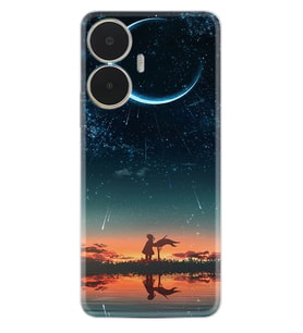 Realme C55 Kılıf Silikon Desen Özel Seri Ay ve Kız 1720