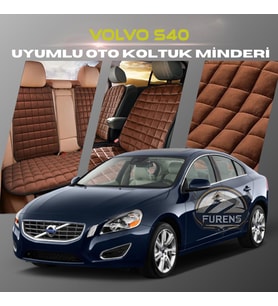 Volvo S40 Kahverengi Renk Tay Tüyü Cepli & Terletmez Sırtlı Oto Koltuk Minder Seti - Koltuk Koruma Kılıfı (ÖN & ARKA TAM SET)