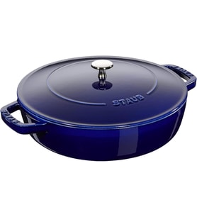 Staub Braisers Chistera Yağmur Efektli Kapaklı Döküm Tencere, 28 Cm, Mavi (Çok Renkli)