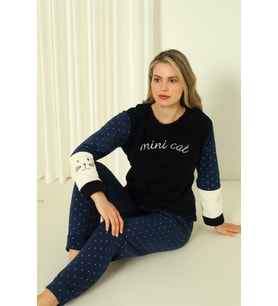 Fawn 3012 Peluş Welsoft Polar Kışlık Yumoş Kadın Pijama Takımı 5001-3314