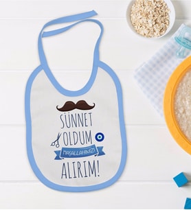 BK Kids Sünnet Tasarımlı Mavi Bebek Mama Önlüğü-6
