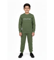 Erkek Çocuk Önü Baskılı Sweatshirt Ve Eşofman Alt Takım BGL-ST05248 (Yeşil)