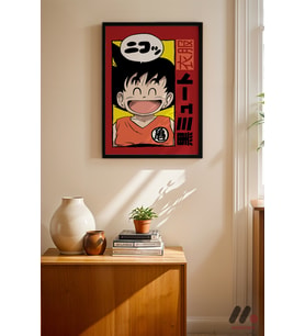Dragon Ball Genç Goku Poster, Siyah Çerçeveli Duvar Tablosu - Anime Severlere Özel