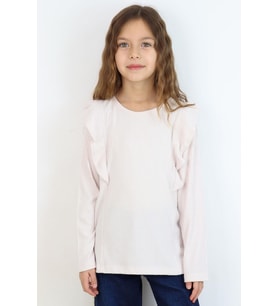 Breeze Kız Çocuk Bluz Fırfırlı 6-12 Yaş, Krem