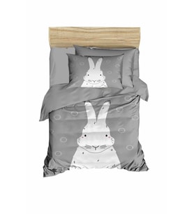 Yenidoğan Kız / Erkek Unisex Bebek Nevresim Takımı %100 Pamuklu Gri Tavşan (Çok Renkli)