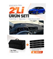 e-biz HYUNDAİ İ20 (2020-2024) Uyumlu Torpido Örtüsü + Tay Tüyü Bagaj Çantası Seti - Siyah - HU003