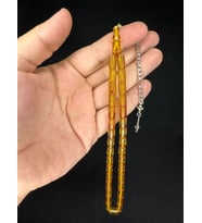 ATEŞ KEHRİBAR TESBİH SARI RENKLİ KESME KESİM 10,5MMX6,5MM T-659 (Çok Renkli)