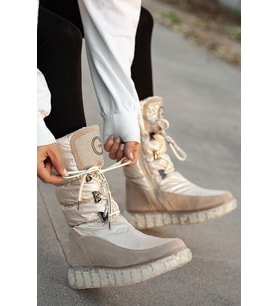 Khayt Julia Su Geçirmez Kaymaz Taban Fermuarlı Fashion Kadın Spor Çizme (Bej)