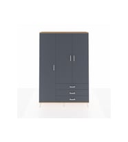 Arges Gardrop 6 Raflı 3 Çekmeceli Tek Askılı 132x30x195 Çam-Antrasit