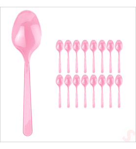 Plastik Kaşık, 24 Adet - Pembe (STD)