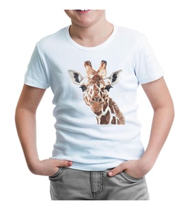 Zürafa - Yüz Beyaz Çocuk Tshirt