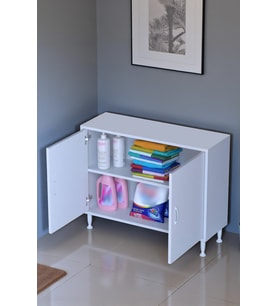 Eliusta Arden 100 cm Beyaz 2 Bölmeli Banyo Düzenleyici Dolap 1 Raflı Çok Amaçlı Mutfak Dolabı 100x75x32,5 cm