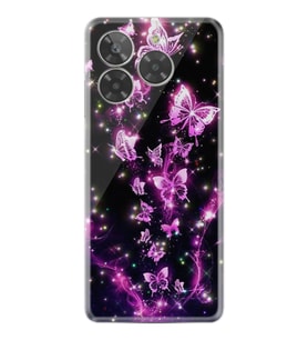 Era 50 Kılıf HD Resim Baskılı Pembe Neon Kelebekler StKd -100