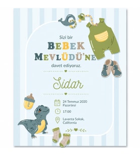 EKONOMİK BABY SHOWER DAVETİYE MODEL NO:0021-0025 ZARF DAHİL