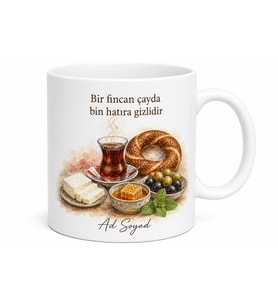 Kahvaltı Sofrası Temalı Memleket Kupası Porselen Kupa Bardak Hediye