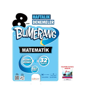 Günay Yayınları 2025-2026 8. Sınıf Bumerang Matematik 32 Haftalık Denemeler Video Çözümlü Optik Okumalı (Çok Renkli)